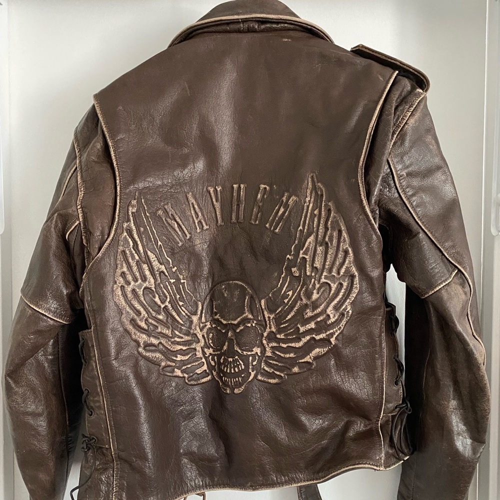 Genuine leather mens jacket
